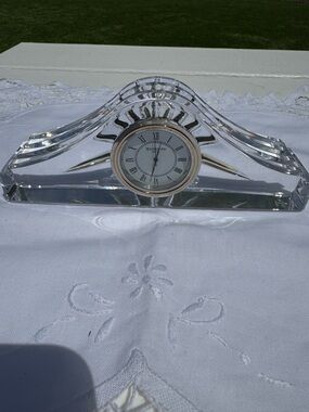 Waterford Crystal Clear Mantel Clock with Silver Trim